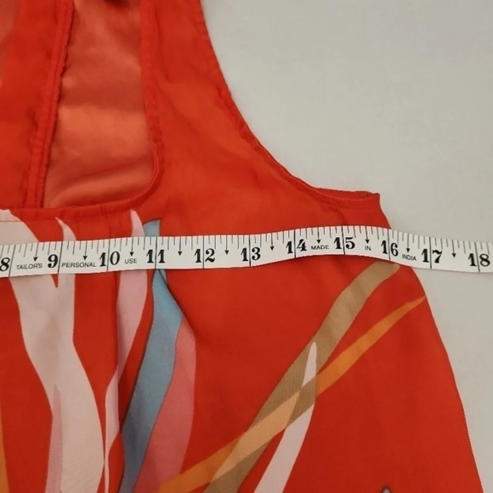 Gap Blouse Womens Size XS Orange Multi-Color Abstract Print‎ Square Neck Vibrant